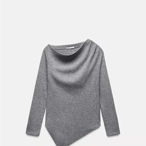 Zara Gray Off-the-Shoulder Sweater
